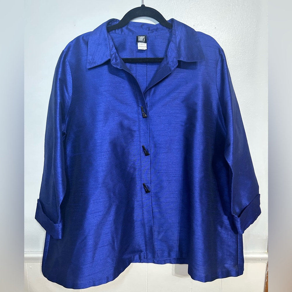 VINTAGE Women’s Royal Blue Textured Silk Blend Tunic BY GUMP’S SAN FRANCISCO